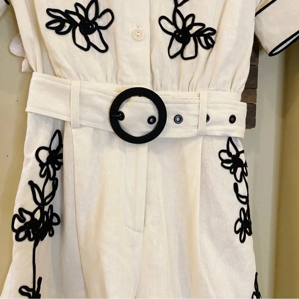 Anthropologie Belle Vere floral embroidered one piece belted romper NWT - Picture 8 of 16